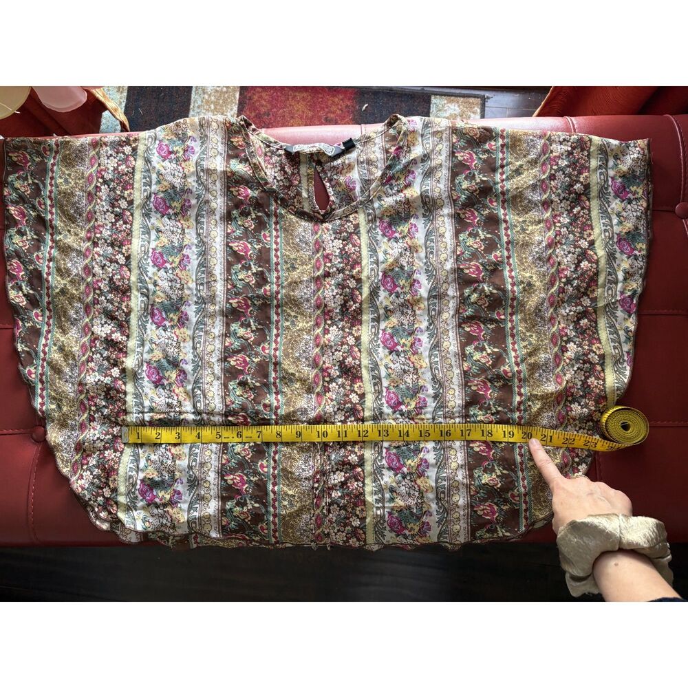 Paisley Chiffon Sheer Flutter Blouse M Ditsy Floral Y2K Boho Festival Cottage - Picture 8 of 12